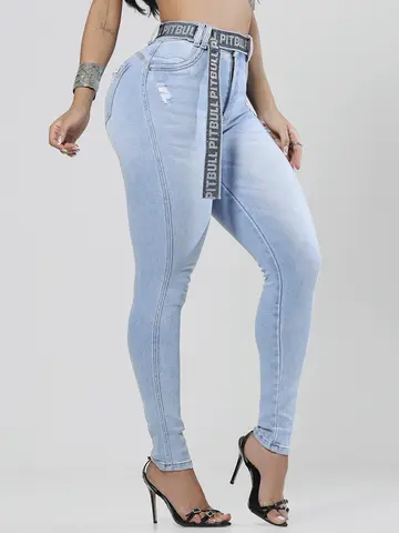 Calça Hot Pants Clara com Cinto Modeladora e Confortável Pit Bull Jeans