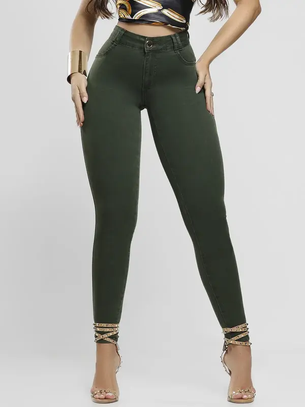 Calça Hot Pants Color Pit Bull Jeans Modeladora e Sofisticada
