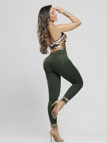 Calça Hot Pants Color Pit Bull Jeans Modeladora e Sofisticada