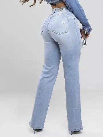 Calça Wide Leg Clara Elegante e Confortável Pit Bull Jeans