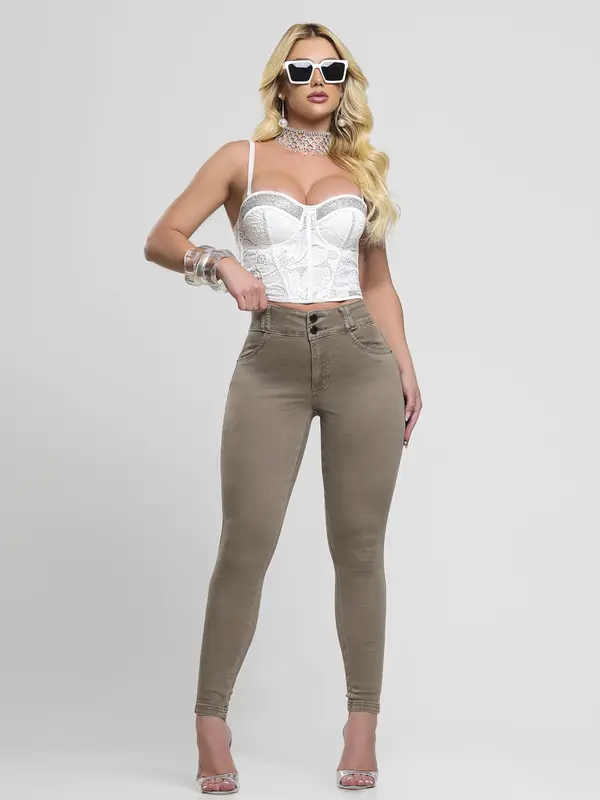 Calça Skinny Feminina Color Casual e Estilosa Pit Bull Jeans