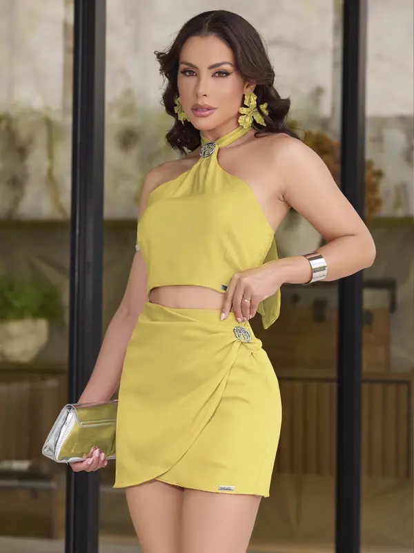 Conjunto Cropped e Saia Empório Pit Bull Elegante e Refinado
