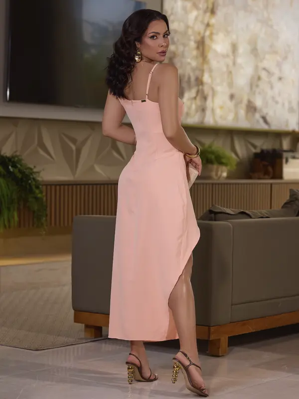 Vestido Midi Elegante e Sofisticado com Fenda Lateral Empório Pit Bull