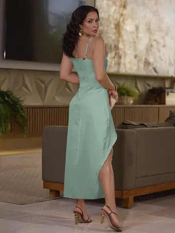 Vestido Midi Elegante e Sofisticado com Fenda Lateral Empório Pit Bull