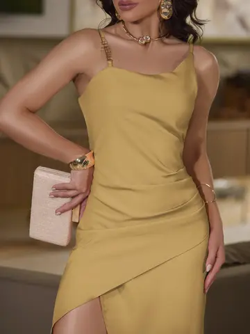 Vestido Midi Elegante e Sofisticado com Fenda Lateral Empório Pit Bull