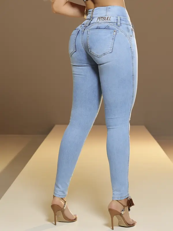Calça Cintura Perfeita Modeladora e Refinada com Bordado Manual Pit Bull Jeans Luxo