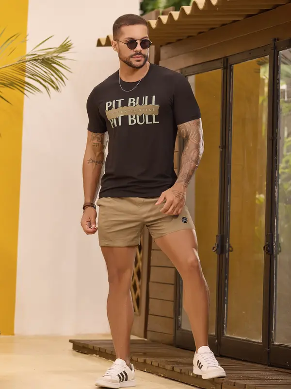 Bermuda Masculina Pit Bull Jeans Luxo Confortável e Casual com Amarração