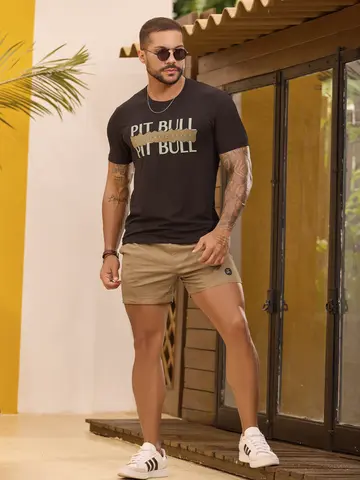 Bermuda Masculina Pit Bull Jeans Luxo Confortável e Casual com Amarração