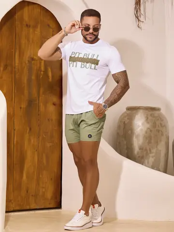 Bermuda Masculina Pit Bull Jeans Luxo Confortável e Casual com Amarração