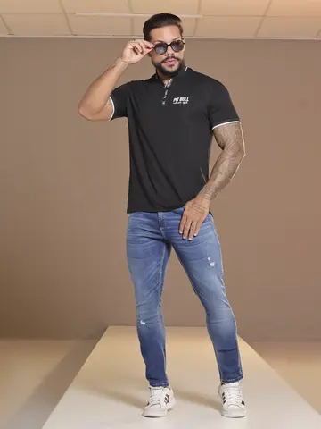 Polo Masculina Preta Sofisticada e Autêntica Pit Bull Jeans