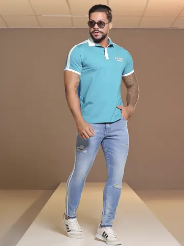 Polo Masculina Sofisticada e Estilosa com Detalhe em Relevo Pit Bull Jeans