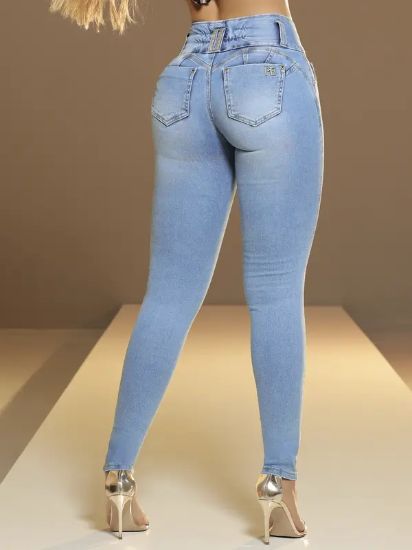 Calça Skinny Cós Largo Modeladora e Estilosa com Bordado Manual Pit Bull Jeans