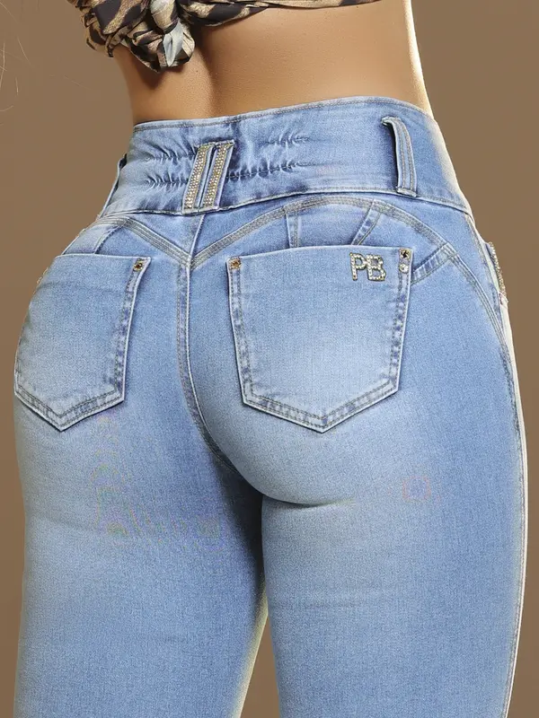 Calça Skinny Cós Largo Modeladora e Estilosa com Bordado Manual Pit Bull Jeans