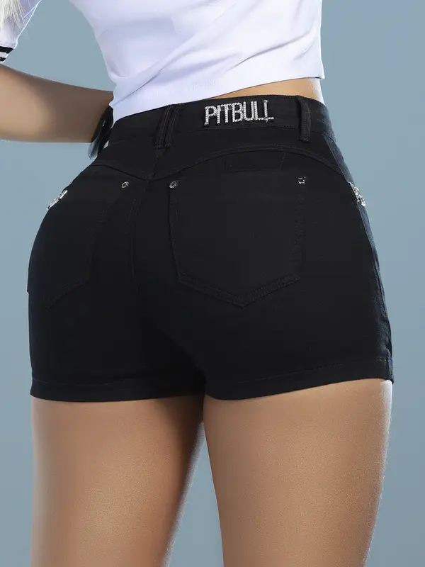 Short Saia Confortável e Estiloso com Cordão de Strass Pit Bull Jeans Luxo