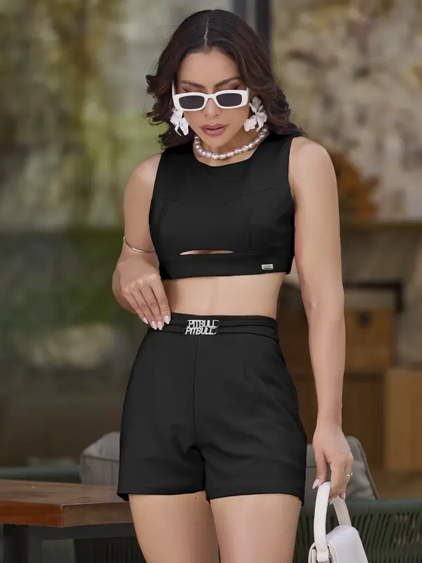 Conjunto Short e Cropped Casual e Confortável Empório Pit Bull
