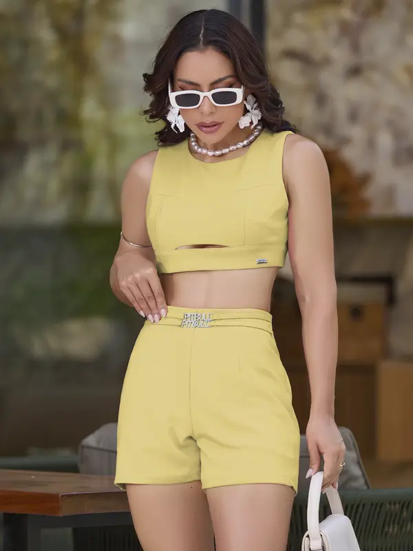 Conjunto Short e Cropped Casual e Confortável Empório Pit Bull