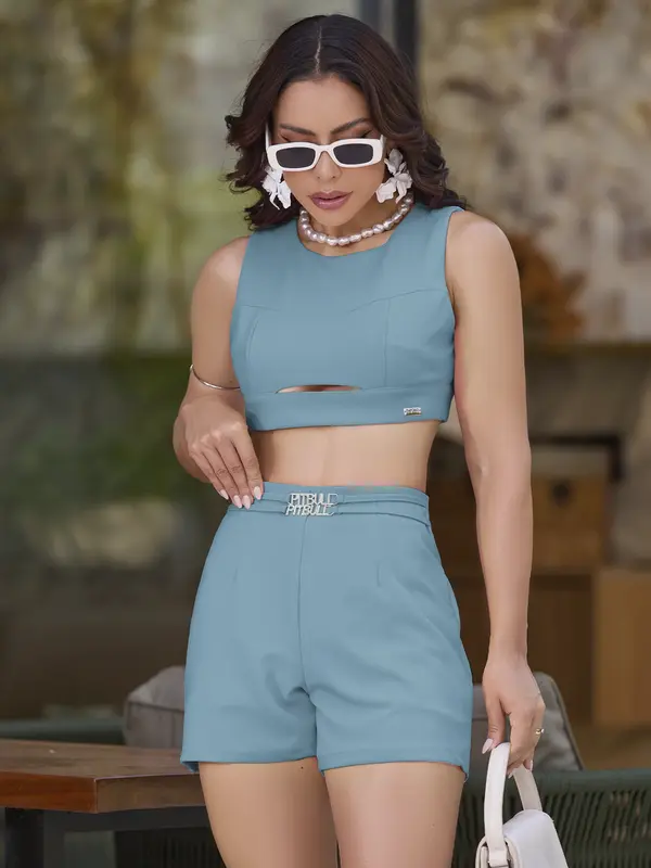 Conjunto Short e Cropped Casual e Confortável Empório Pit Bull