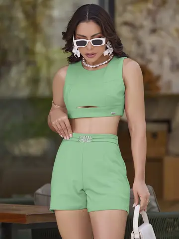 Conjunto Short e Cropped Casual e Confortável Empório Pit Bull