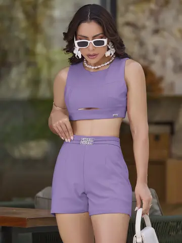 Conjunto Short e Cropped Casual e Confortável Empório Pit Bull