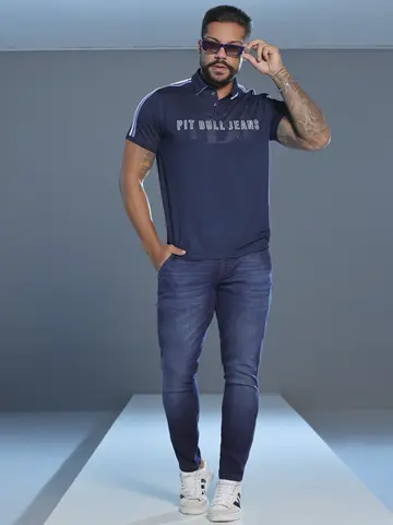 Polo Masculina Autêntica e Elegante com Logomania em Relevo Pit Bull Jeans Luxo