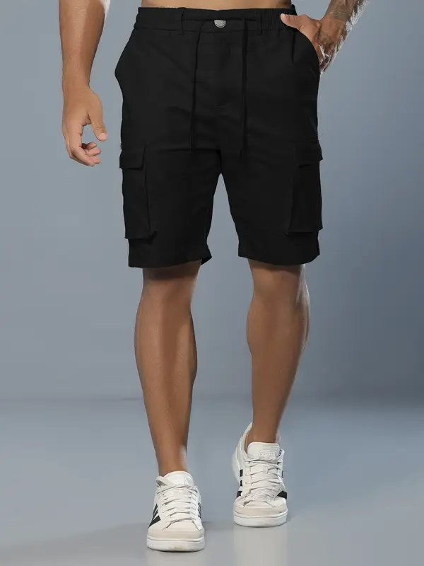 Bermuda Masculina Pit Bull Jeans Casual com Amarração e Bolsos Cargo