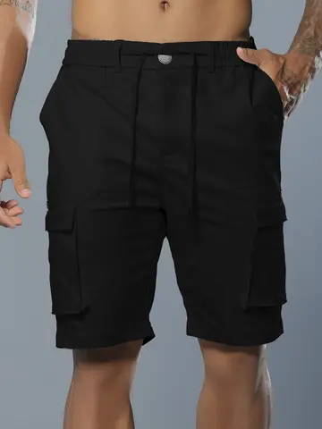 Bermuda Masculina Pit Bull Jeans Casual com Amarração e Bolsos Cargo