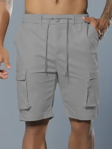 Bermuda Masculina Pit Bull Jeans Casual com Amarração e Bolsos Cargo
