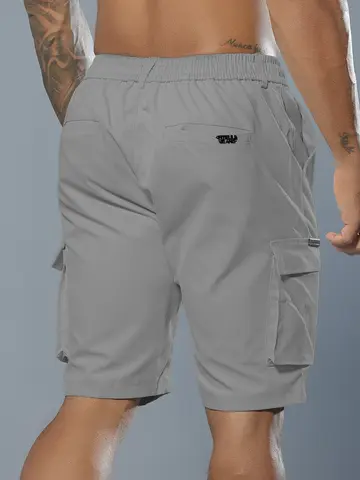 Bermuda Masculina Pit Bull Jeans Casual com Amarração e Bolsos Cargo