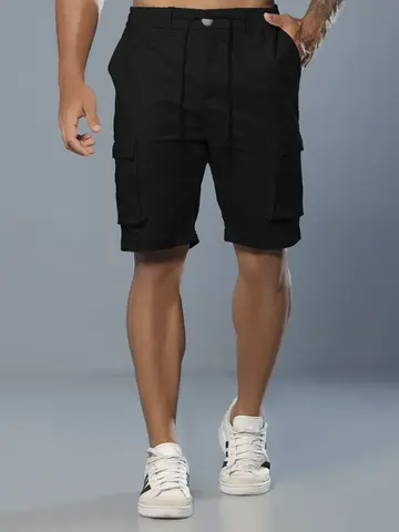 Bermuda Masculina Pit Bull Jeans Casual com Amarração e Bolsos Cargo