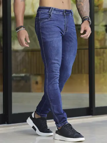 Calça Masculina Sofisticada e Confortável com Lavado Escuro Pit Bull Jeans