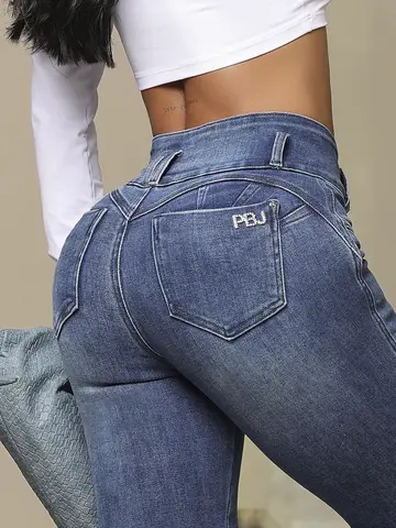 Calça Skinny Cintura Alta com Cós Largo Casual e Confortável Pit Bull Jeans
