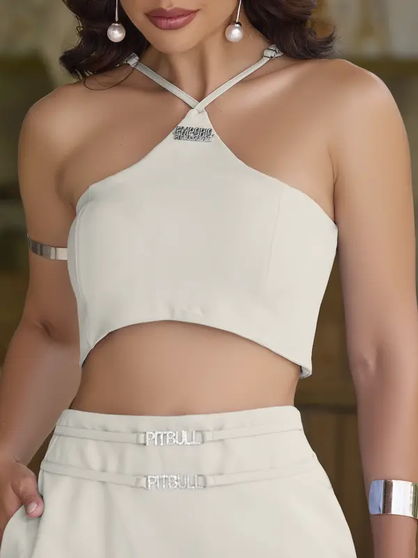 Conjunto Saia e Cropped Casual com Detalhes Únicos Empório Pit Bull