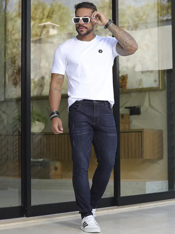 Calça Masculina Pit Bull Premium Luxo Estilosa e Casual com Lavado Escuro