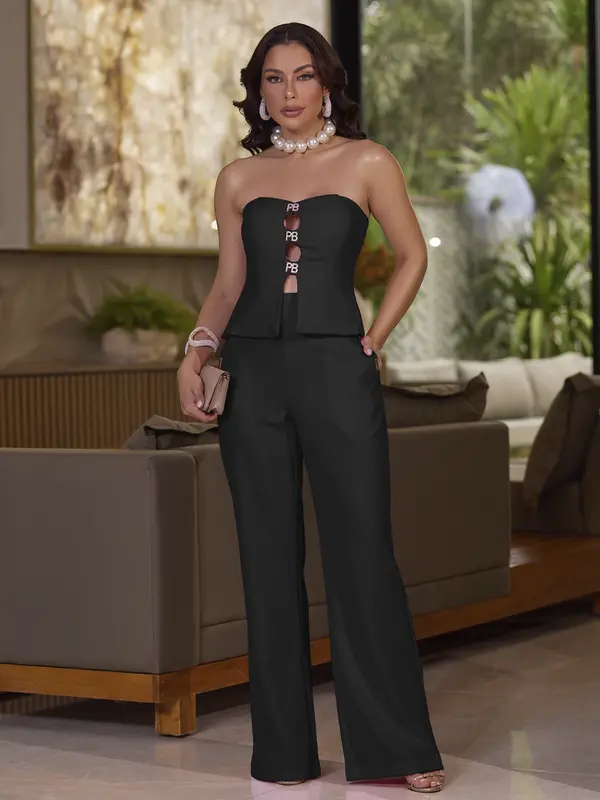 Conjunto Calça e Cropped Empório Pit Bull Elegante com Toque Casual
