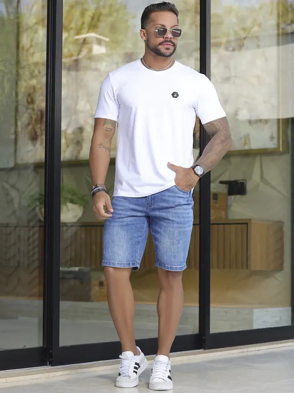 Bermuda Masculina Sofisticada e Casual com Lavado Médio Pit Bull Jeans