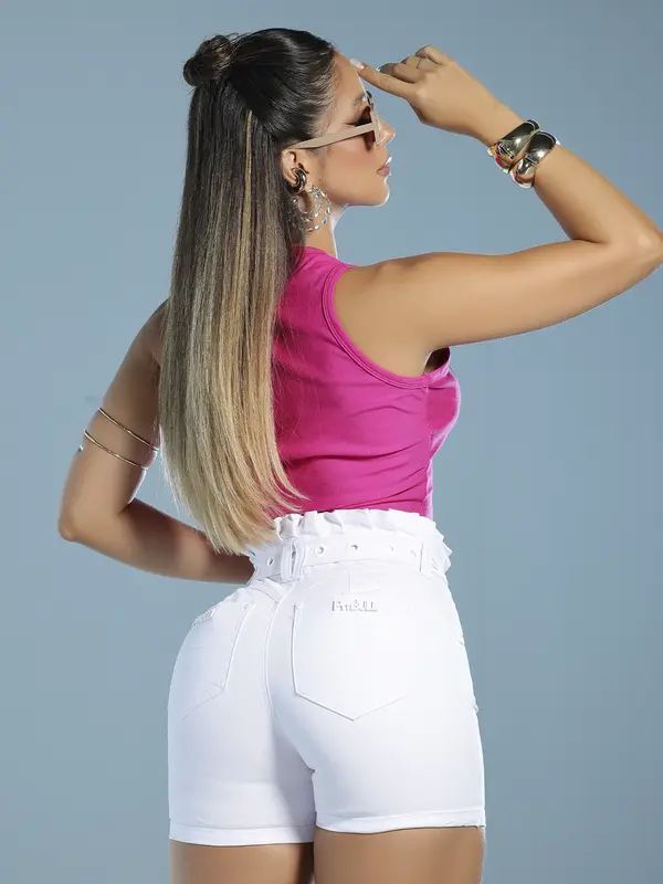 Regata Cropped Casual e Confortável com Relevo em Foil Pit Bull Jeans Luxo