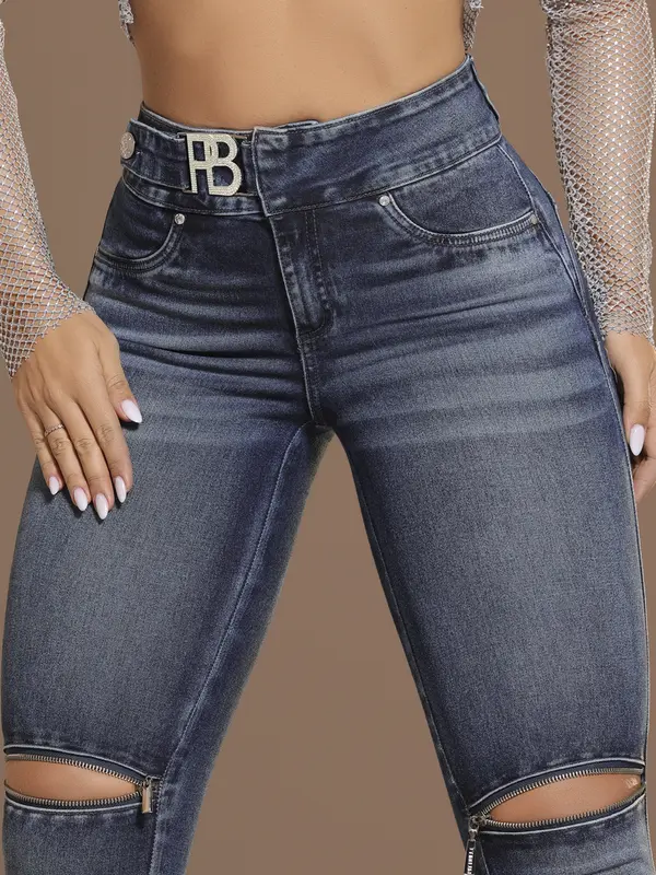 Calça Skinny Estilosa com Efeito Destroyed e Detalhes Únicos Pit Bull Jeans