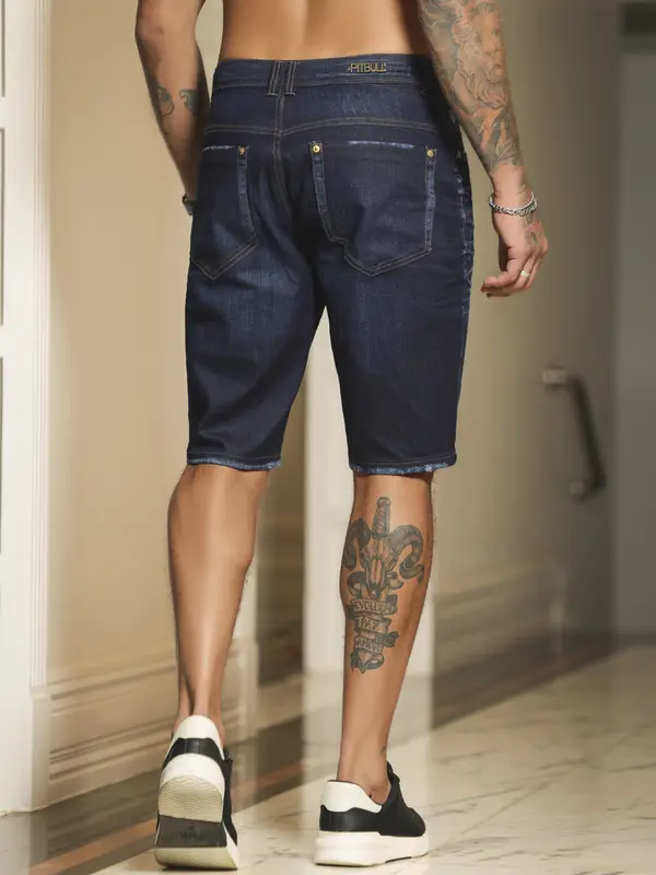 Bermuda Masculina Casual e Estilosa com Lavado Escuro Pit Bull Jeans Luxo