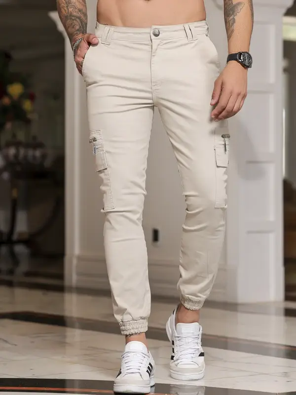 Calça Jogger Masculina Pit Bull Jeans Luxo Confortável e Estilosa com Bolsos Cargo