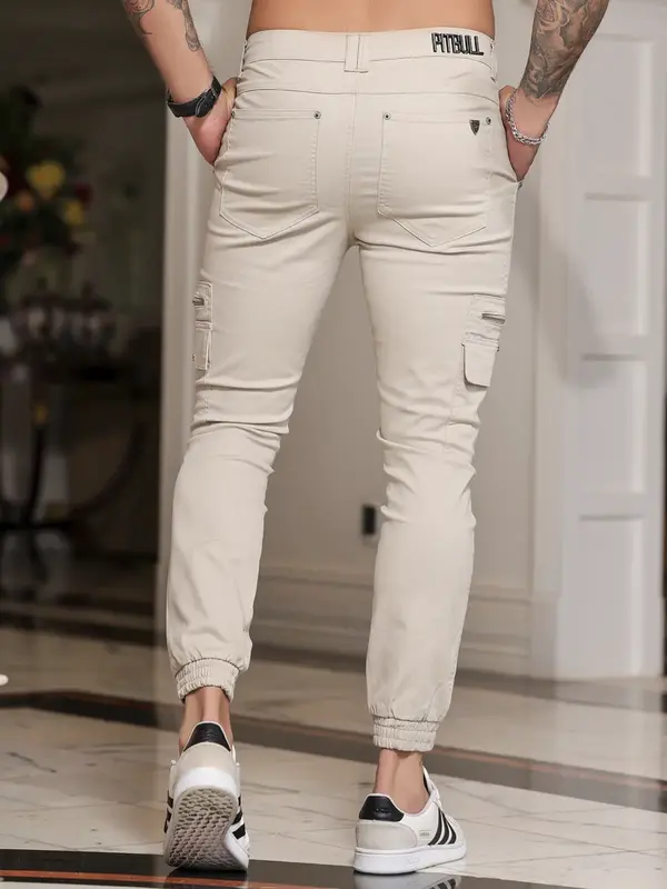 Calça Jogger Masculina Pit Bull Jeans Luxo Confortável e Estilosa com Bolsos Cargo