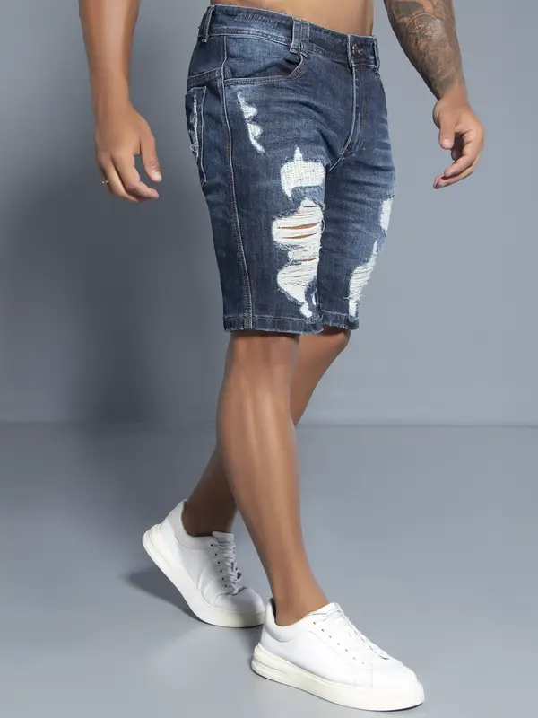 Bermuda Masculina Pit Bull Jeans Premium Estilosa e Sofisticada com Detalhes Destroyeds