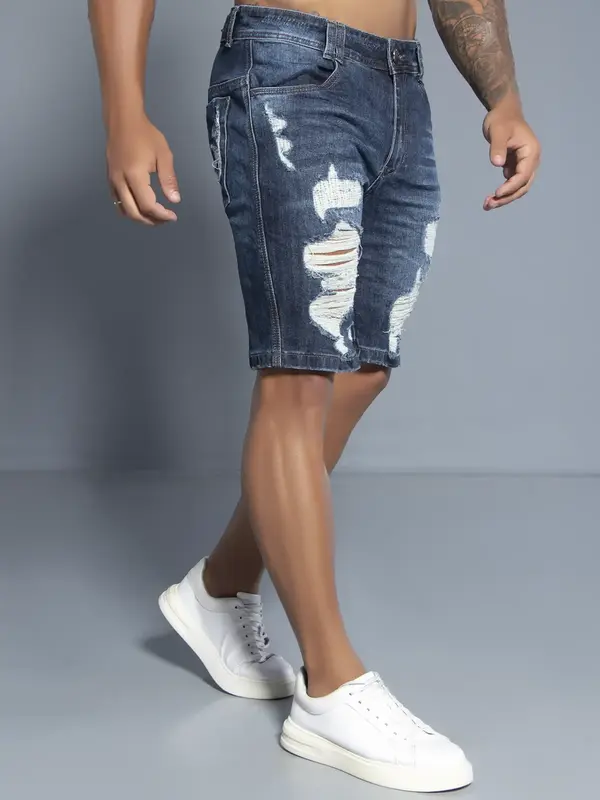 Bermuda Masculina Pit Bull Jeans Premium Estilosa e Sofisticada com Detalhes Destroyeds