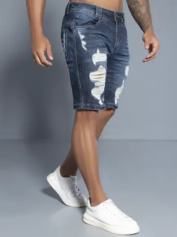 Bermuda Masculina Pit Bull Jeans Premium Estilosa e Sofisticada com Detalhes Destroyeds