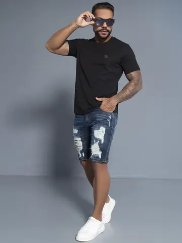 Bermuda Masculina Pit Bull Jeans Premium Estilosa e Sofisticada com Detalhes Destroyeds