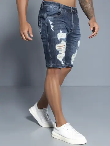 Bermuda Masculina Pit Bull Jeans Premium Estilosa e Sofisticada com Detalhes Destroyeds