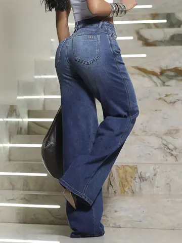 Calça Wide Leg Confortável e Estilosa Pit Bull Jeans Premium com Caimento Elegante