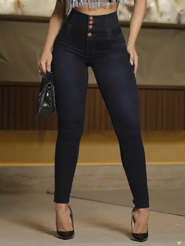 Calça Cintura Perfeita Modeladora e Elegante com Lavado Escuro Pit Bull Jeans