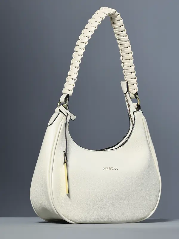 Bolsa Baguete Elegante com Alça Trançada e Zíper Dourado Pit Bull Jeans Luxo