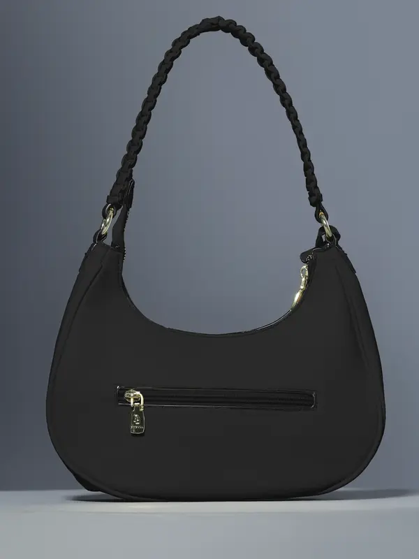 Bolsa Baguete Elegante com Alça Trançada e Zíper Dourado Pit Bull Jeans Luxo