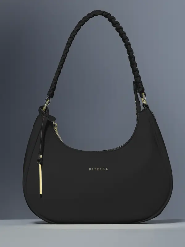 Bolsa Baguete Elegante com Alça Trançada e Zíper Dourado Pit Bull Jeans Luxo